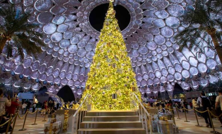 Giant Christmas tree lights up Expo City Dubai