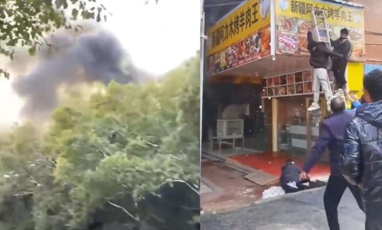 People filmed fleeing deadly fire in China