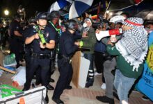 US police filmed leaving UCLA anti-war camp