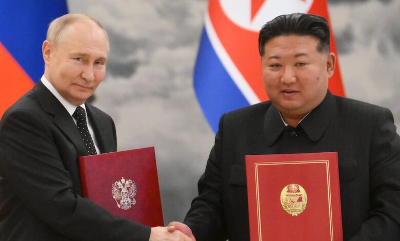 Vladimir Putin agrees mutual defence deal with Kim Jong-un on North Korea visit