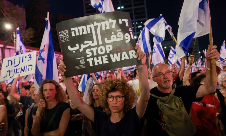 Hamas says no news on truce deal as tens of thousands of Israelis protest