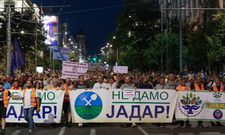 Thousands protest in Serbia’s Belgrade against lithium mining project